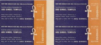 Egypt Abu Simbel Temples admission tickets 1964-65 . Not Stamps 4.jpg